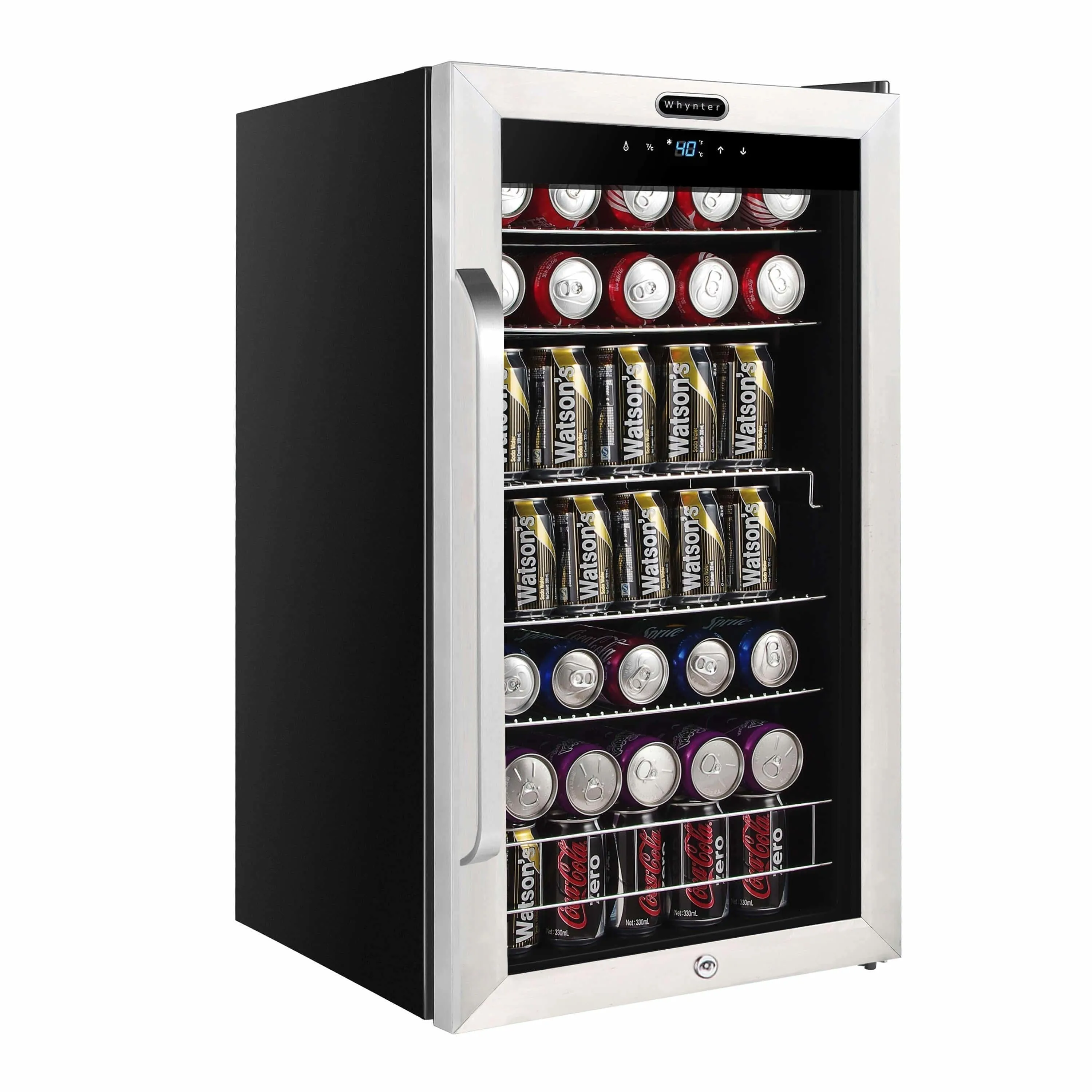 Whynter Freestanding 121 can Beverage Refrigerator with Digital Control and Internal Fan BR-1211DS