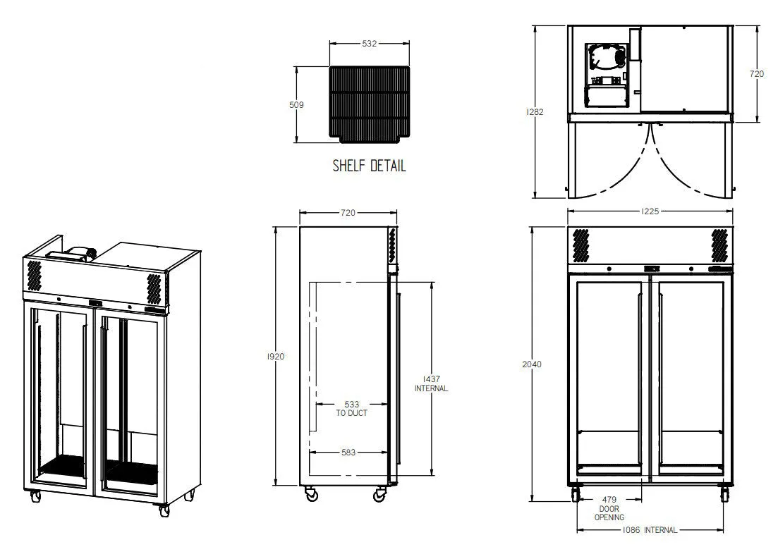 Williams Pearl - Two Door Stainless Steel Upright Display Refrigerator