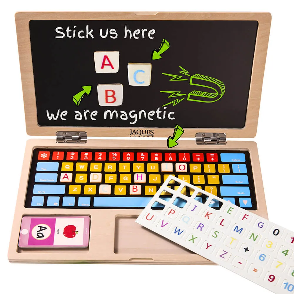 Magnetic Wooden Toy Laptop - Interactive Educational Playset