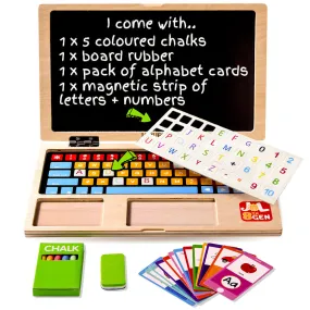 Magnetic Wooden Toy Laptop - Interactive Educational Playset