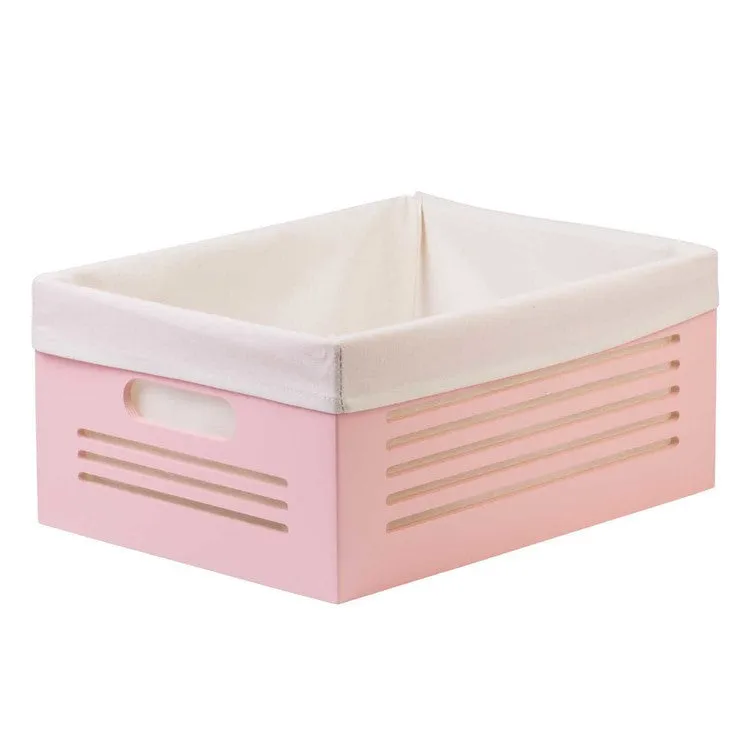 Wooden Pink Storage Bins - Large