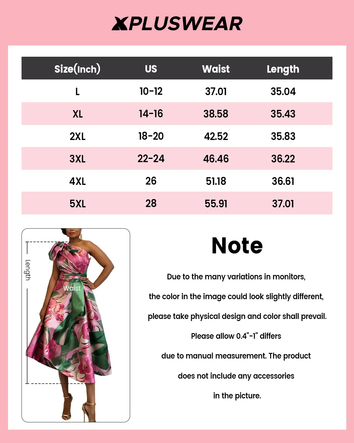 Xpluswear Design Plus Size Semi Formal Elegant Pink All Over Print Floral Spring Summer One Shoulder Satin Midi Dresses 