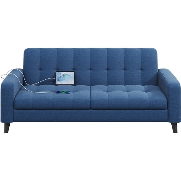 Yaheetech 2-Seater Fabric Sofa Loveseat with USB Ports