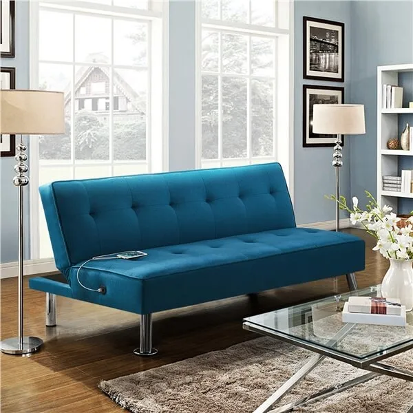 Yaheetech Convertible Futon Sofa Bed w/ USB Ports